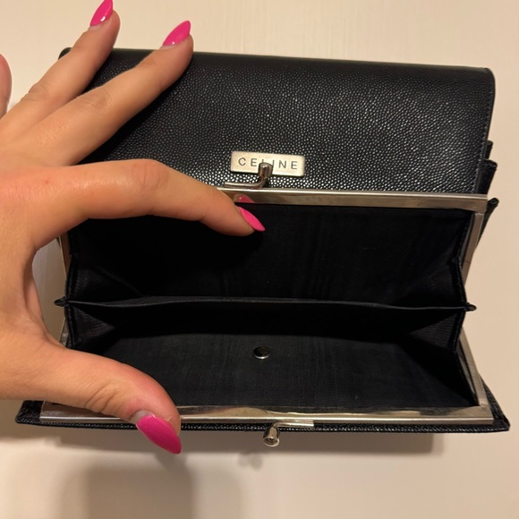 VINTAGE Celine Wallet Long Folded Plate Calf Leather - Picture 8 of 9